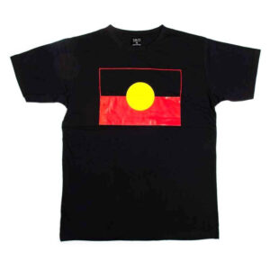 Adults T-Shirt Harold Thomas Aboriginal Flag Black