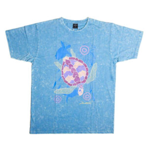 Adults T-Shirt Acid Wash David Hudson Turtle Aqua