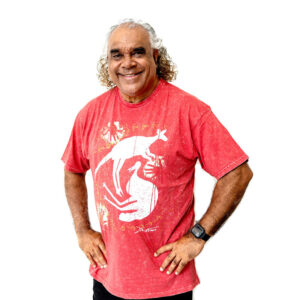 Adults T-Shirt Acid Wash David Hudson Kangaroo & Emu Red