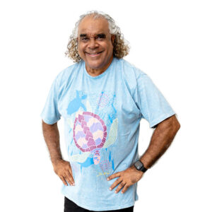 Adults T-Shirt Acid Wash David Hudson Turtle Aqua