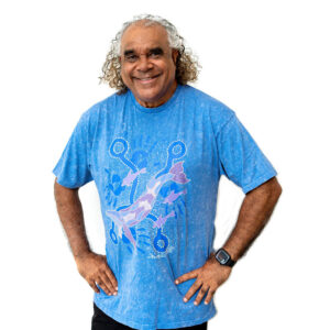 Adults T-Shirt Acid Wash David Hudson Whale Blue